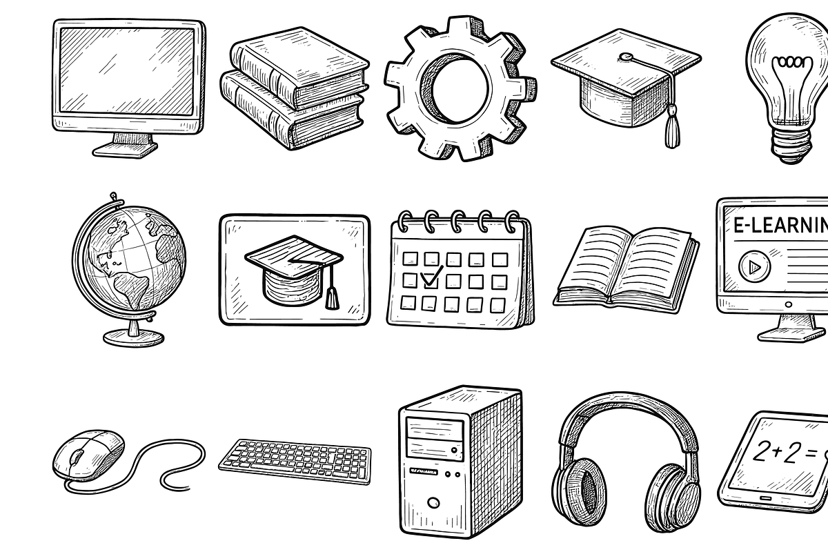 Vintage  ELearning Icon Collection, an Object Graphic by nikagraphic