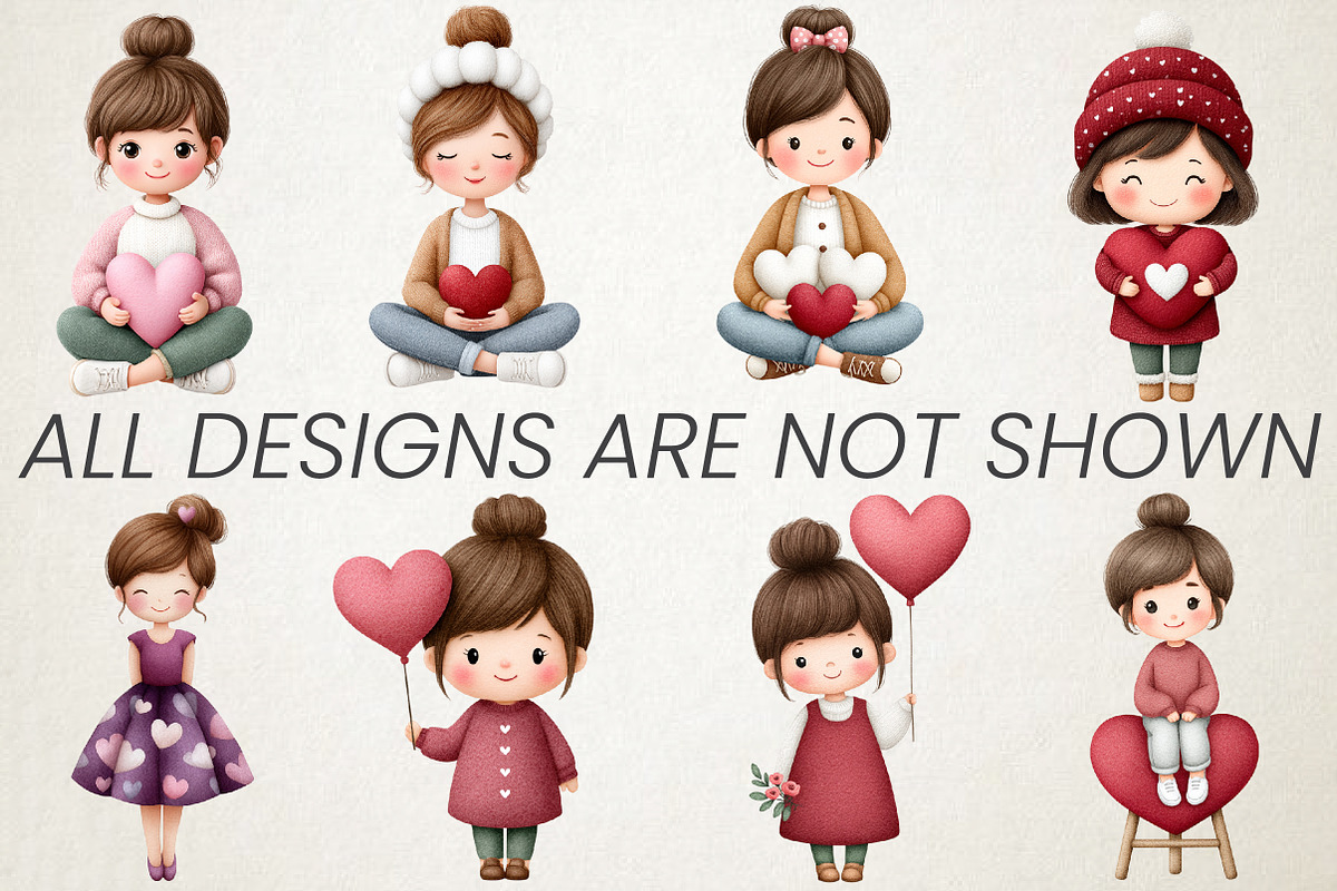 Whimsical Valentine Girls Cliparts, a Person Illustration by RobertsArt (Photo 5 of 6)