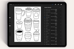 25 Coffee To Go Procreate Stamps