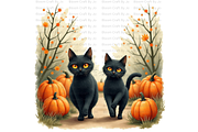 Pumpkins with Black Cats, an Animal Illustration by Bloom Craft Creations (Thumbnail 2 of 12)