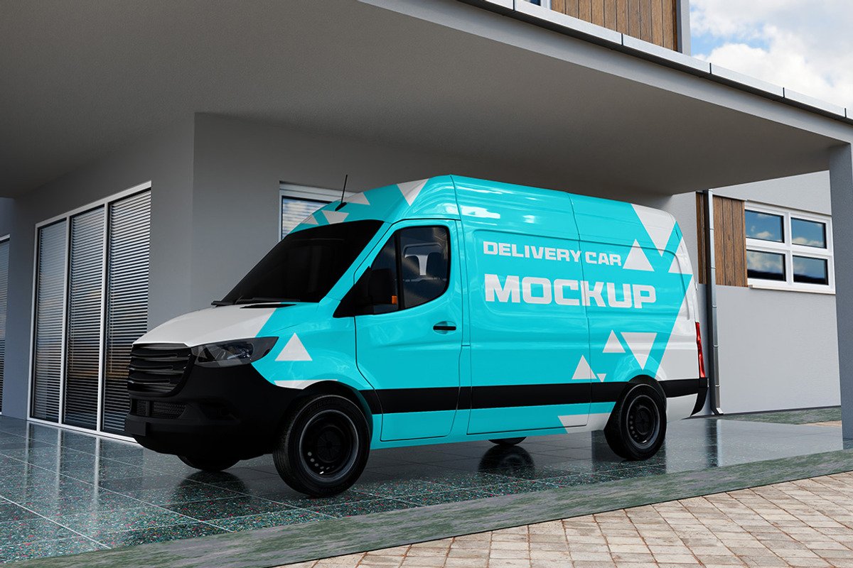 Delivery Car Mockup, an Advertising Mockup by Artlogs (Photo 2 of 5)