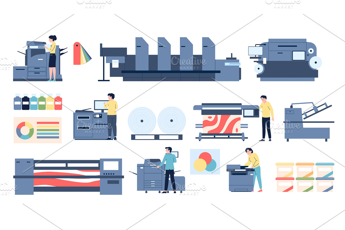 Print shop equipment. Designers and, a Graphic by LadadikArt