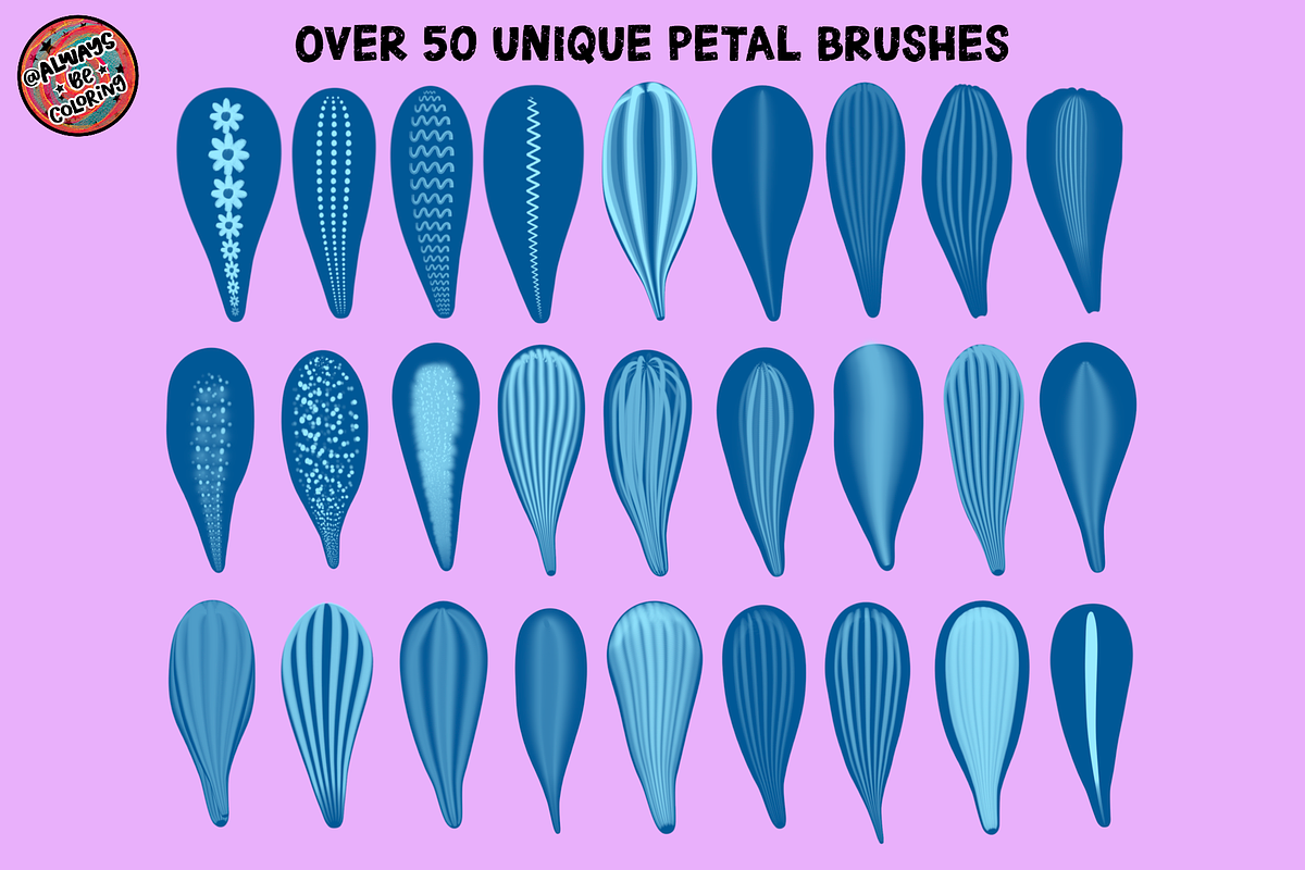 Huge Procreate Flower Brush Kit, a Brush Add-On by AlwaysBeColoring