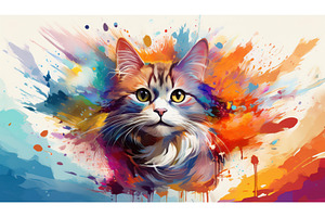 Colorful artistic portrait of a cat, an Arts & Entertainment Photo by Igor Tichonow