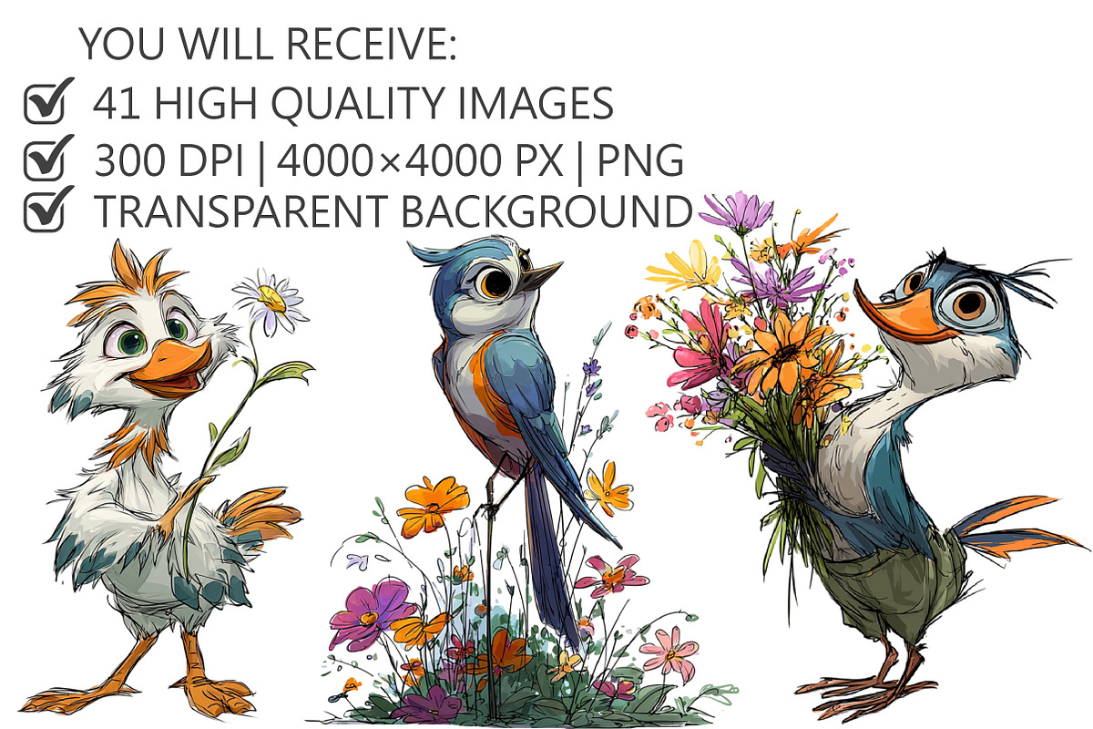 Floral Cute Birds Clipart, an Illustration by Pixels.Craft (Photo 2 of 5)