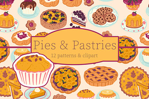Pies & Pastries patterns clipart