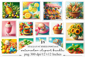 Italian Summer Postage Stamp, an Illustration by Designking