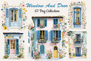 Mediterranean Window Door Clipart, an Object Illustration by DreamCafeArt