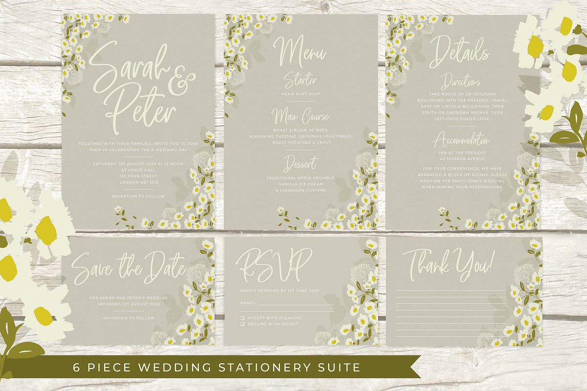 Grey Daisies Wedding Invite Suite, an Invitation Template by R Whitehurst Design (Photo 4 of 10)