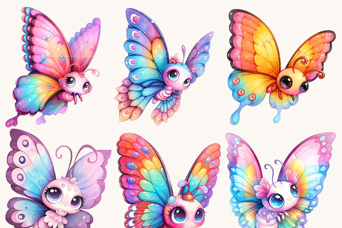 Watercolor Cute Butterflies Clipart, an Animal Illustration by Design Scotch (Photo 3 of 10)