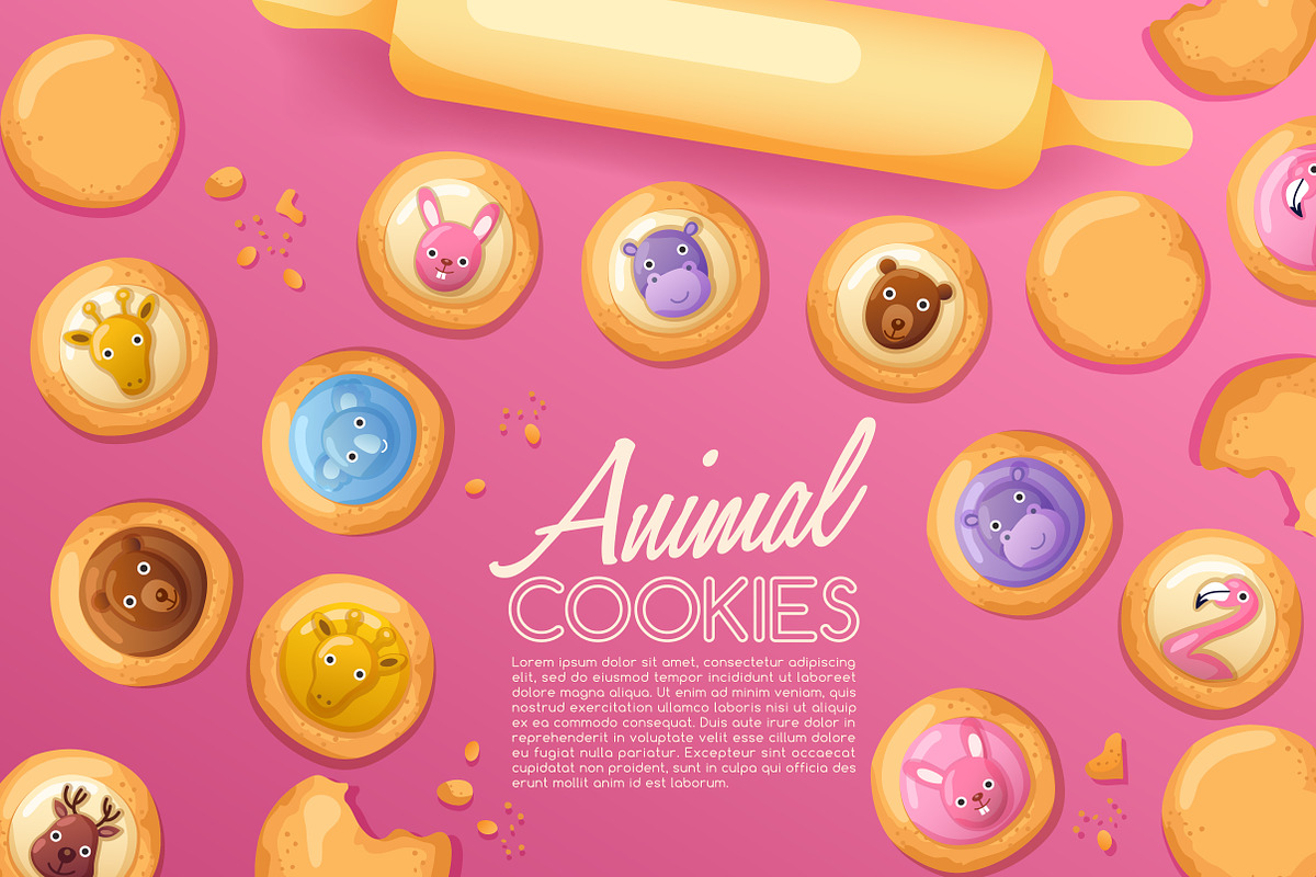 Cute Animal Cookies Set2, an Object Graphic by Daraon (Photo 1 of 2)