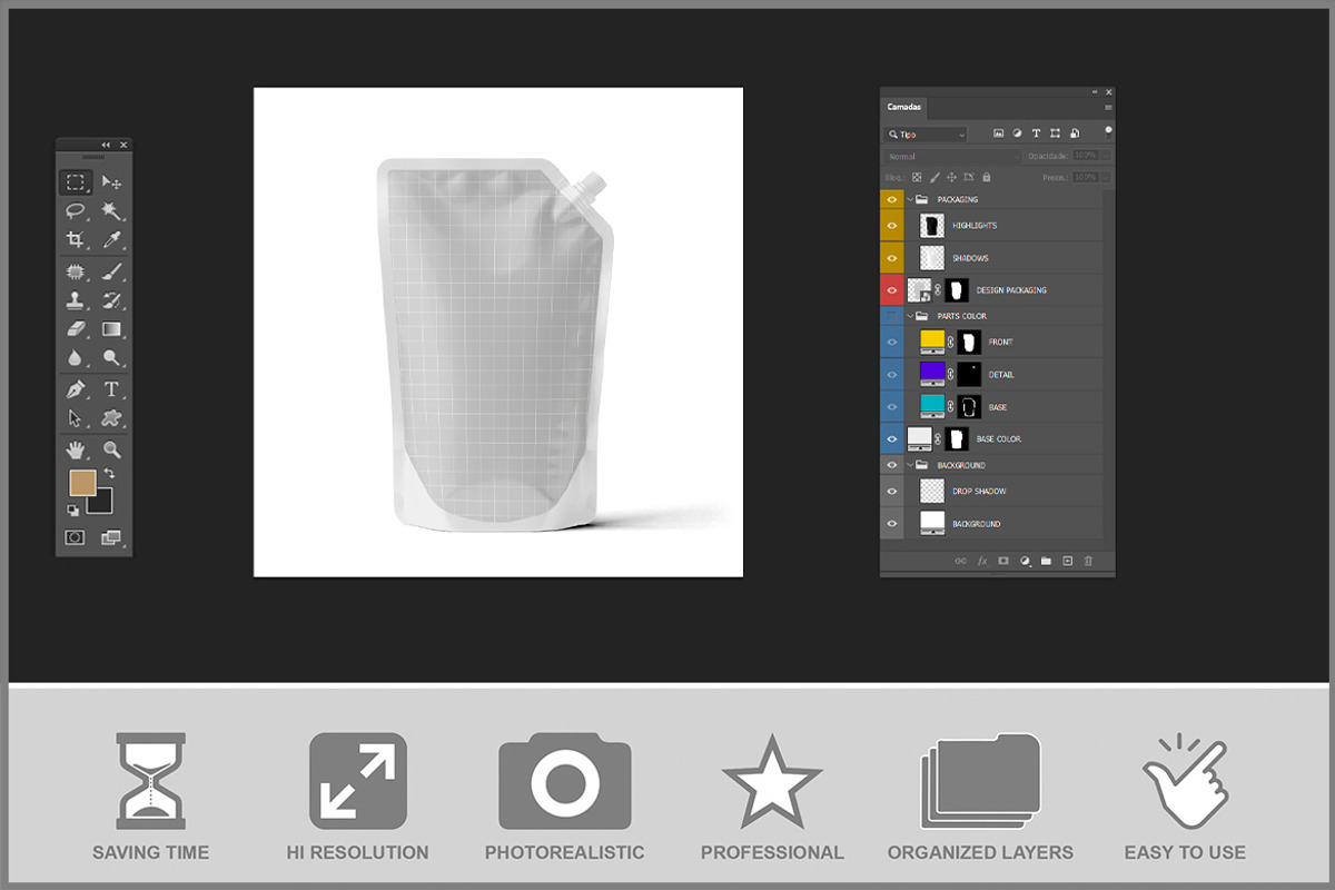 Doypack Stand Up Flexible Spout PSD, a Product Mockup by Bruno's Shop (Photo 3 of 4)