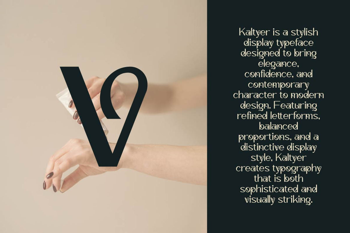 Kaltyer – Stylish Display Typeface, a Sans Serif Font by Artiveko (Photo 7 of 8)