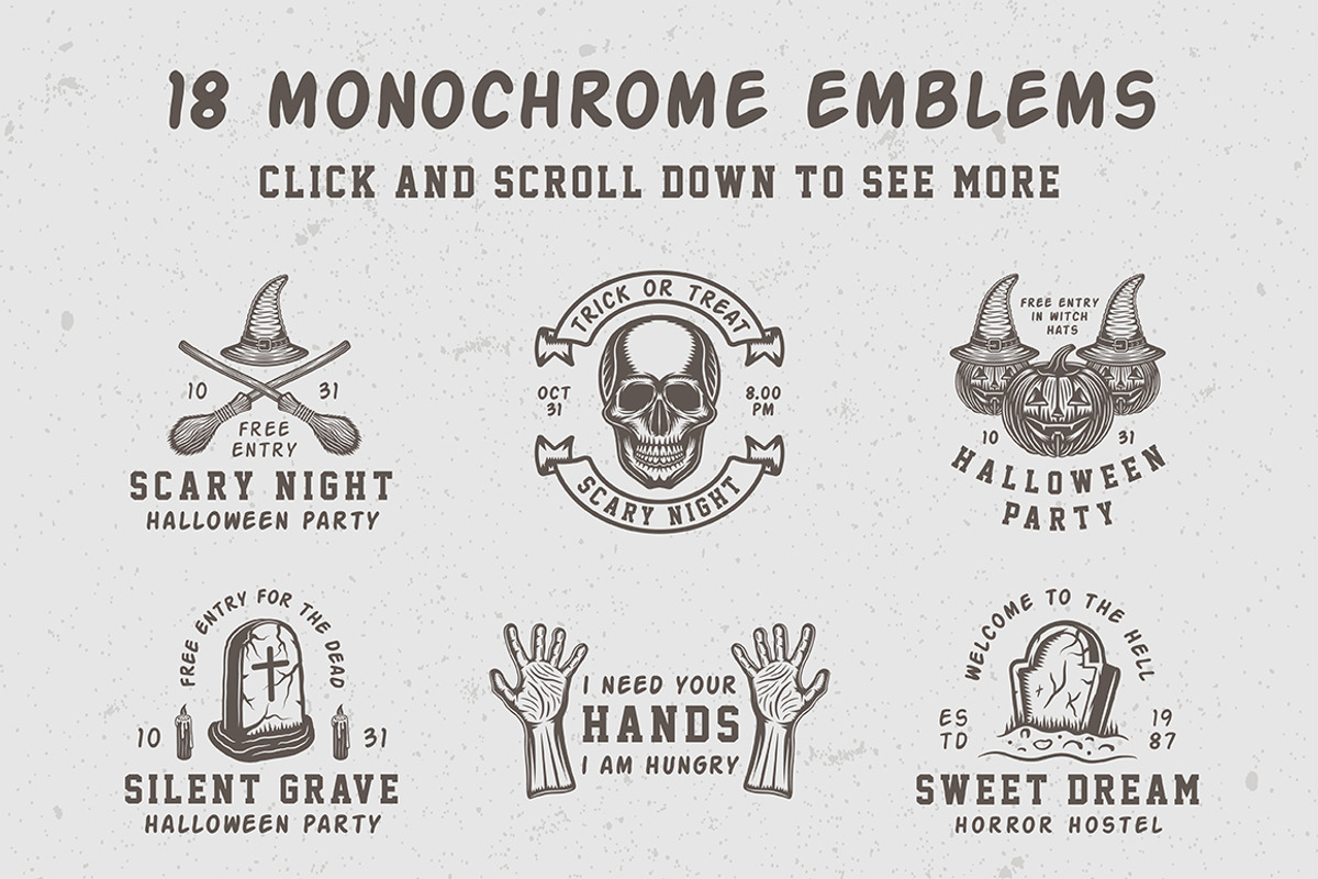 Vintage Halloween Emblems Part 1, a Branding & Logo Template by AkimD (Photo 3 of 5)