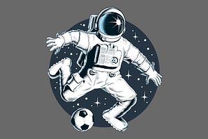 Astronaut Playing Soccer