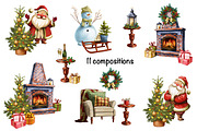 Christmas Clipart Bundle Set, an Illustration by IrynaPanashii (Thumbnail 5 of 11)