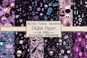 Spooky Beauty Seamless Digital Paper, a Texture Illustration by DreamPrint404