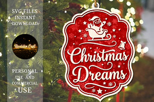 Christmas Dreams Santa Ornament SVG