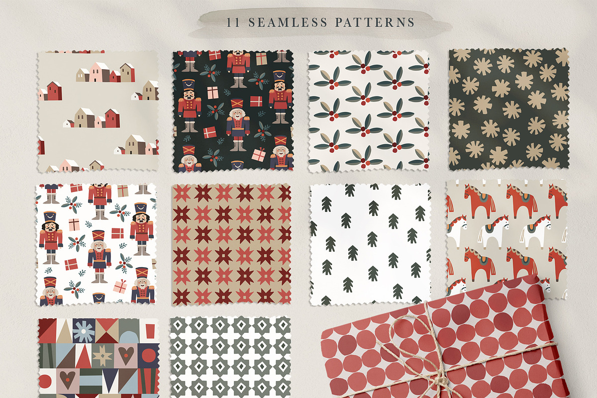 Retro Geometric Christmas set, a Decorative Illustration by Tabita's shop (Photo 8 of 13)