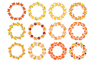 Collection of round autumn frames, an Object Illustration by Tati_Kli