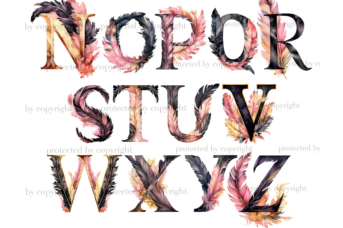 Black And Pink Alphabet Clipart, a Decorative Illustration by GlamArtZhanna (Photo 3 of 5)
