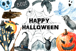 Watercolor Halloween set