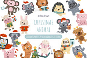Christmas Animals Clipart Set, a Seasonal Illustration by Palau (Thumbnail 1 of 10)