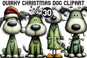 Quirky Christmas Dog Clipart, an Illustration by Black Bird Studio (Thumbnail 1 of 6)