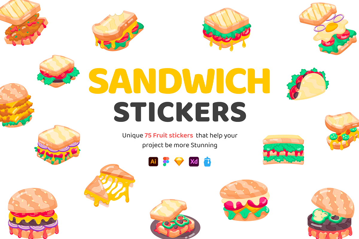 Flat Sandwich Stickers, a Duotone Icon by Vectors Market (Photo 1 of 5)