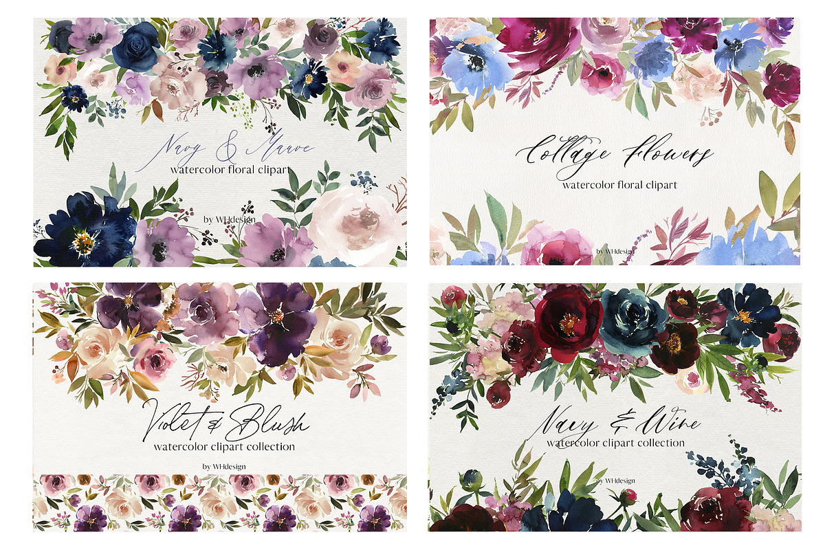 Watercolor Floral Bundle 90 in1, an Animal Illustration by whiteheartdesign (Photo 37 of 50)