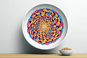 Decorative Bowl with Colorful Seed A, an Architecture Photo by Stock Shape