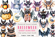 Quirky Halloween Black Bats Clipart, an Illustration by CreationArt (Thumbnail 1 of 5)