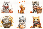 Cute Autumn Kitten Clipart, an Illustration by Libby Wishes (Thumbnail 3 of 6)