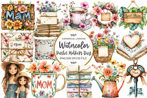 Rustic Mothers Day Clipart, an Illustration by OK Design