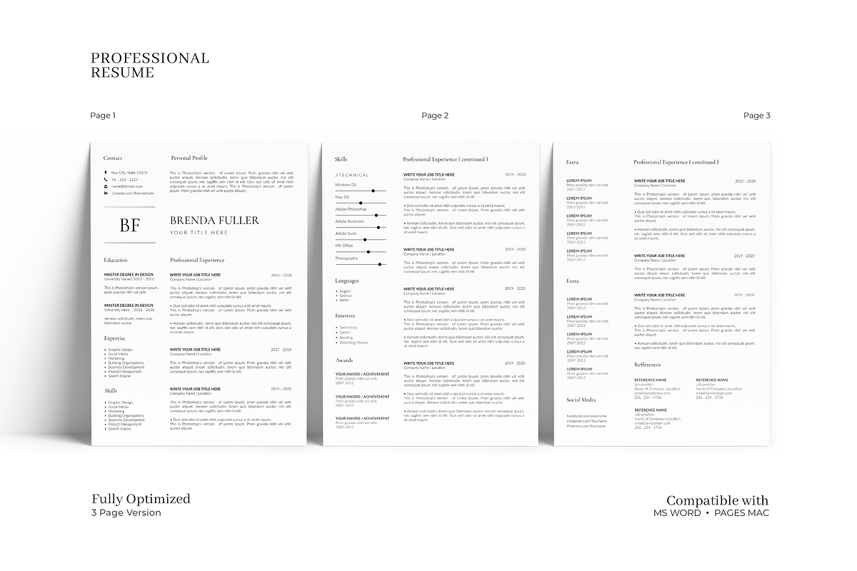 5 Page Professional Resume Template, a Resume Template by GraphicFlava (Photo 3 of 8)