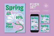 Blue Green Spring Sale Flyer Set, a Flyer Template by graphicook (Thumbnail 1 of 3)