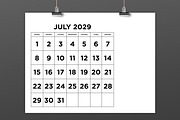 2029 Large Number 8.5x11 Calendar, a Stationery Template by Running With Foxes (Thumbnail 3 of 5)
