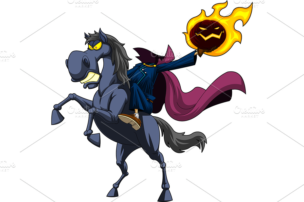 Headless Horseman Cartoon Character, an Illustration by HitToon