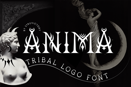Anima - Tribal Mystical Logo Font, a Blackletter Font by Struvictory.art