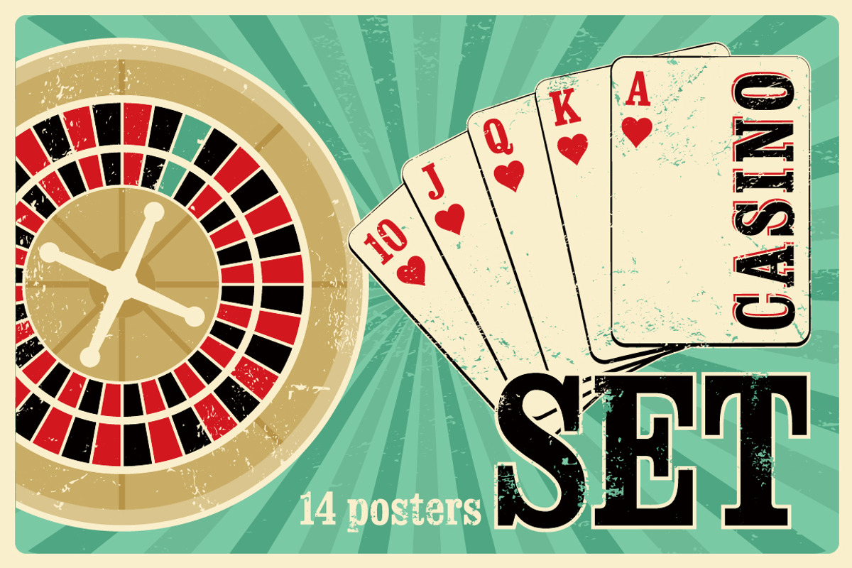 Casino vintage poster., a Decorative Illustration by PoPaShop (Photo 1 of 15)