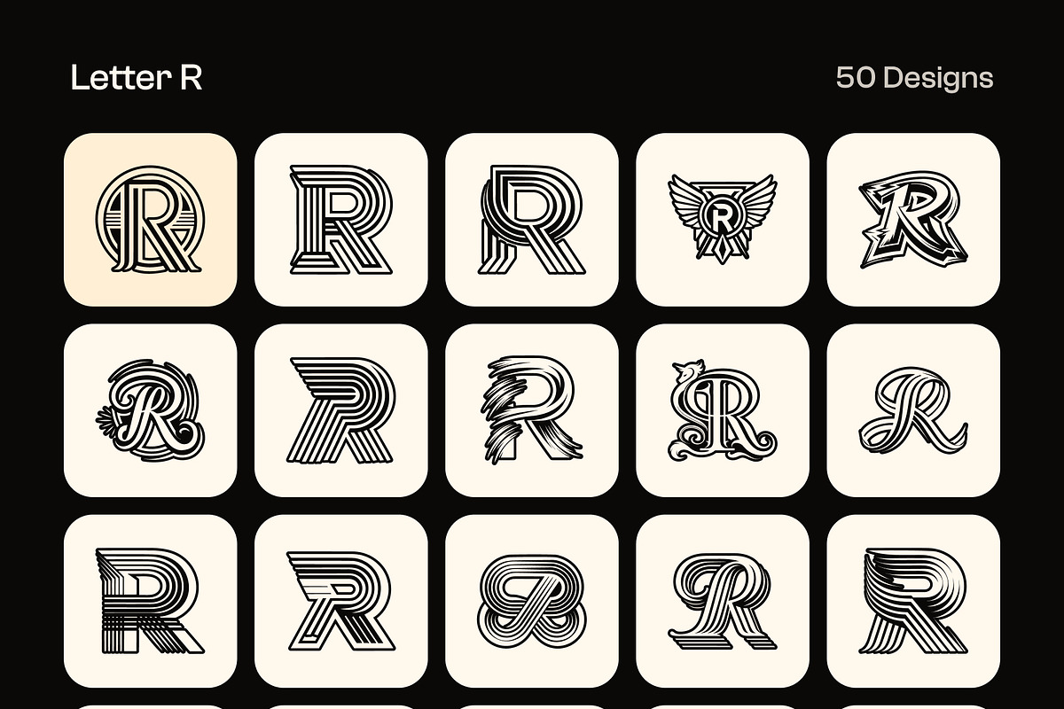 1400 Alphabet Letters Logo, a Solid Icon by Creative Stall (Photo 25 of 34)