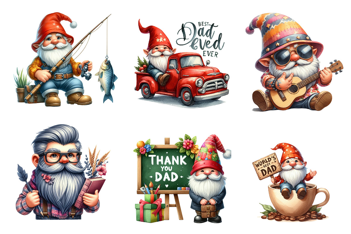 Watercolor Fathers Day Gnome, an Illustration by CreationArt (Photo 3 of 5)