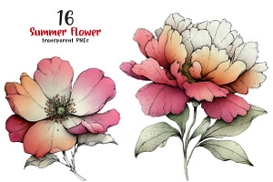 Whimsical Summer Flower Clipart, a Transportation Illustration by SinaCreation