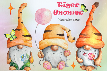 Gnome in a tiger costume. Clipart
