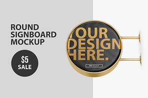 Round Signboard PSD Mockup