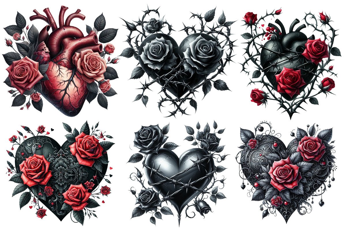 Gothic Floral Heart Clipart, an Illustration by Designworld (Photo 4 of 6)