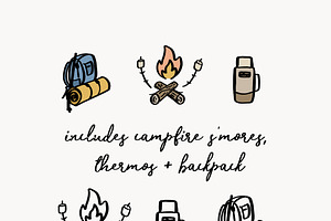 Camping Clip Art - Outdoors Doodles