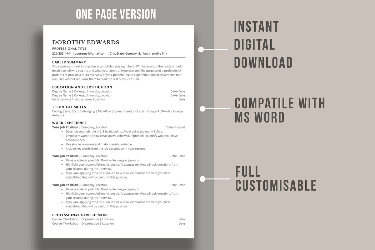 ATS Resume Template | CV Template, a Resume Template by aivos (Photo 2 of 6)