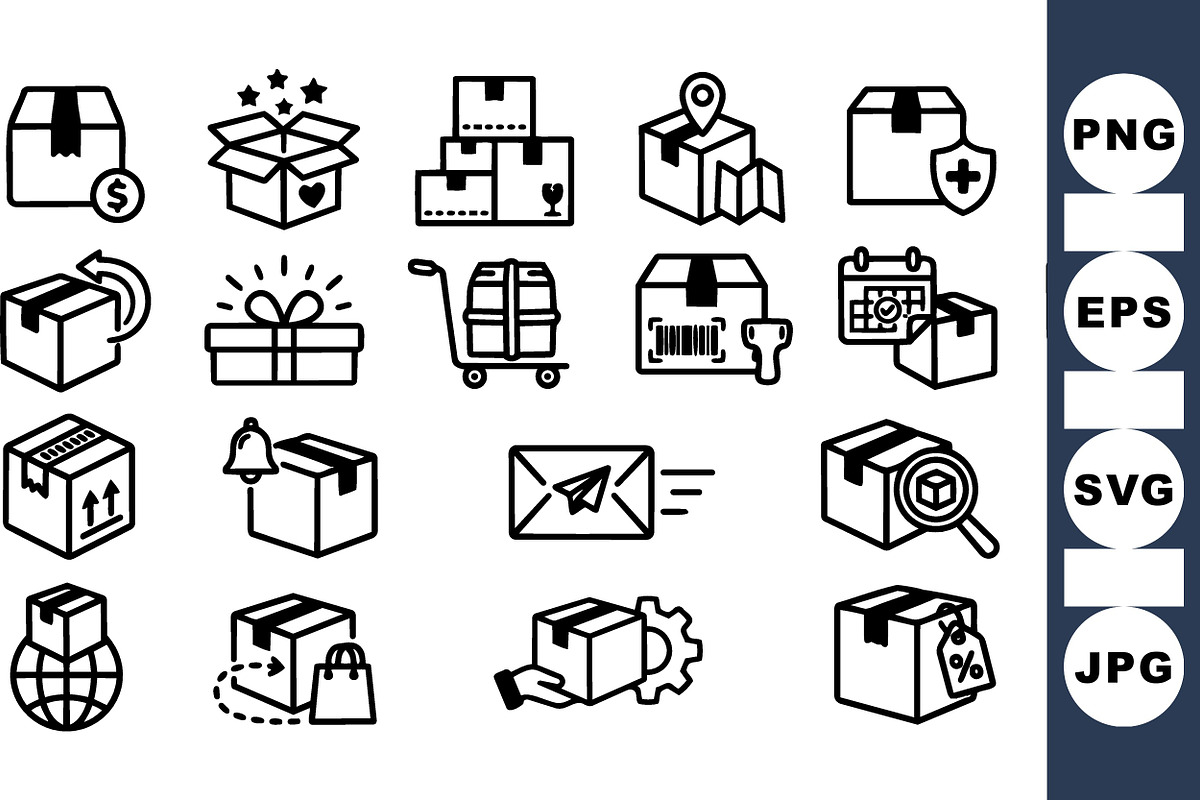 Shipping And Delivery Icon Set, an Illustration by designvectx (Photo 1 of 3)