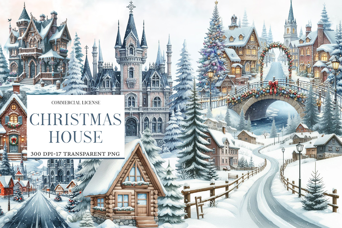 Christmas House Clipart, an Illustration by Designworld (Photo 1 of 5)